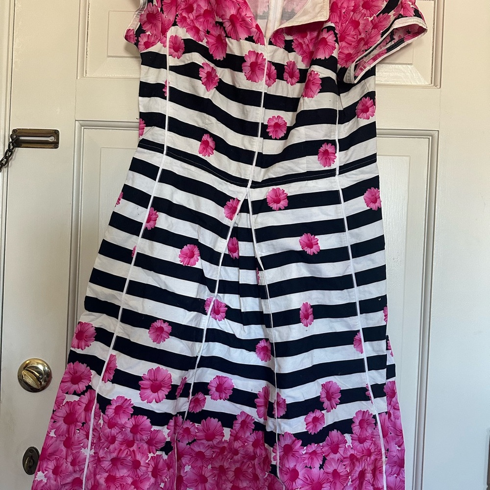 Floral Striped Dress in Pink and Black